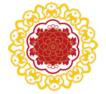 金地牡丹團花