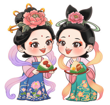 端午節(jié)古風(fēng)仙女手捧美味粽子
