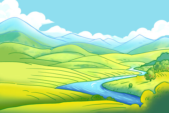 農(nóng)田背景插畫