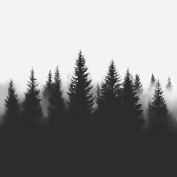 朦朧森林剪影景觀圖