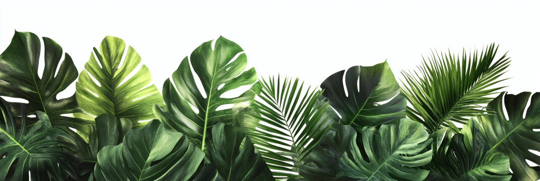 熱帶植物綠葉背景圖