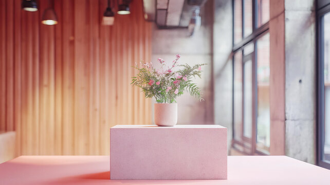 粉嫩花藝展臺(tái)擺設(shè)