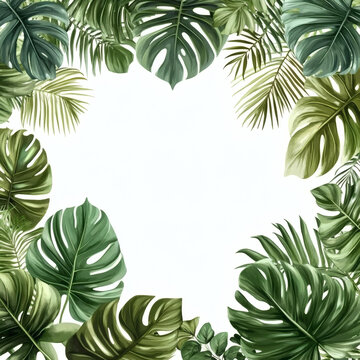 熱帶植物葉片邊框設計