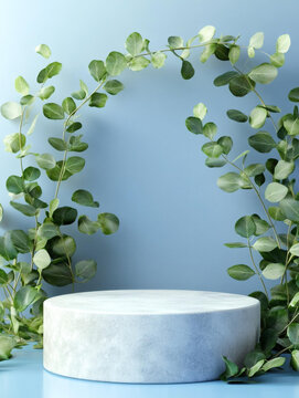 簡(jiǎn)約綠色植物產(chǎn)品展示臺(tái)