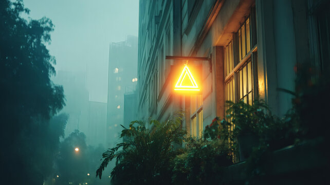 雨夜霓虹燈下的城市街景
