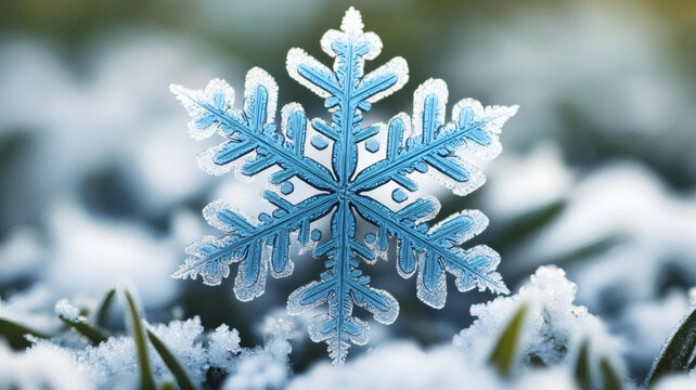 雪花細(xì)節(jié)的美麗冬日景色
