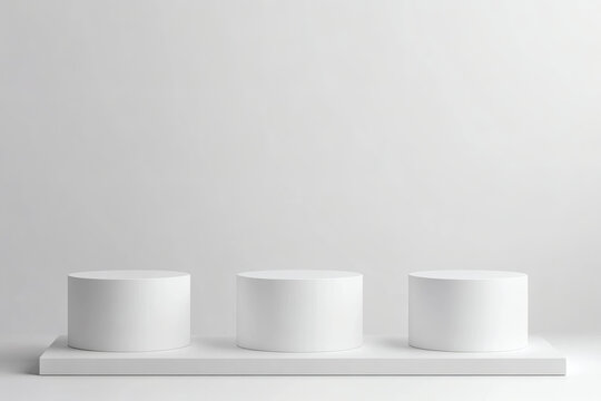 白色圓柱形展示臺(tái)三件套