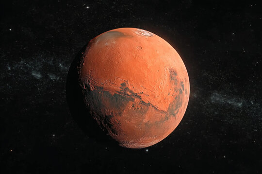 火星在宇宙中的景象圖