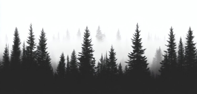朦朧森林剪影風(fēng)景圖