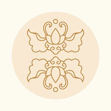 中式傳統(tǒng)蓮花對(duì)稱紋飾