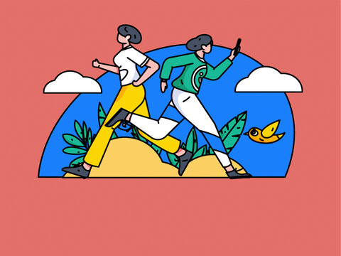 跑步矢量插畫