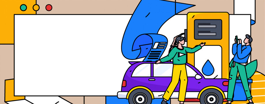 汽車加油矢量插畫