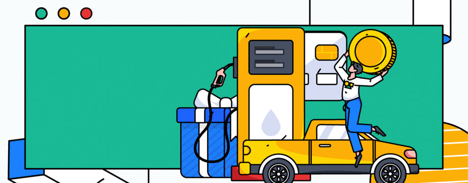 汽車加油矢量插畫
