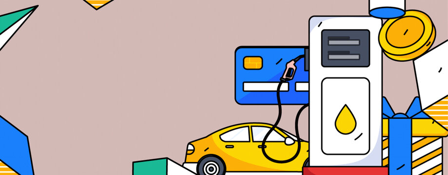 汽車加油矢量插畫
