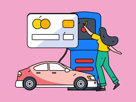 汽車加油矢量插畫