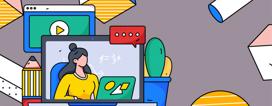 在線教育矢量插畫