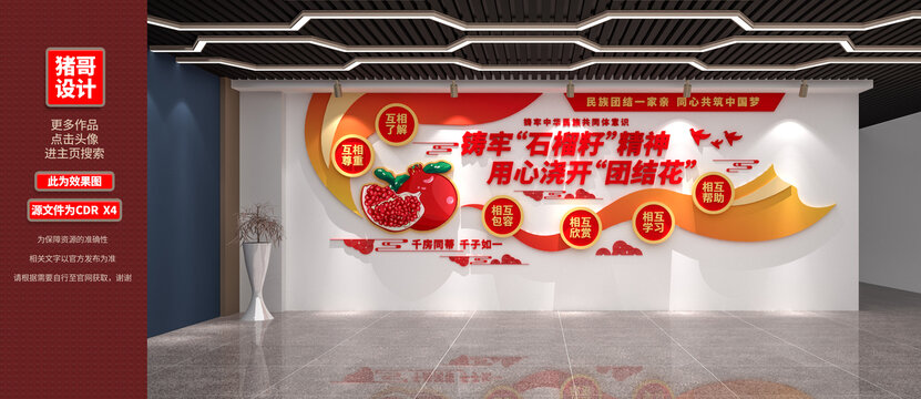民族團(tuán)結(jié)文化墻設(shè)計(jì)效果圖