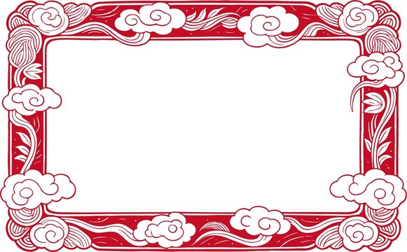 中式傳統(tǒng)云紋紅色邊框圖案