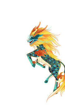 精美古風(fēng)麒麟插畫