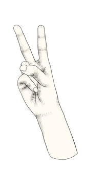 手繪比耶手勢(shì)圖案