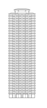 高樓建筑輪廓線稿圖