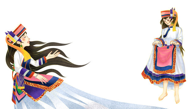 少數(shù)民族服飾美女插畫(huà)
