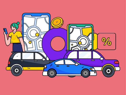 打車出行矢量插畫