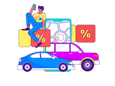 打車出行矢量插畫