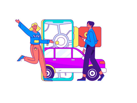 打車出行矢量插畫