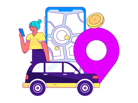 打車出行矢量插畫