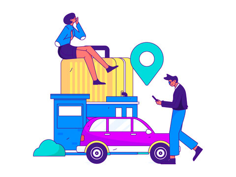 打車出行矢量插畫