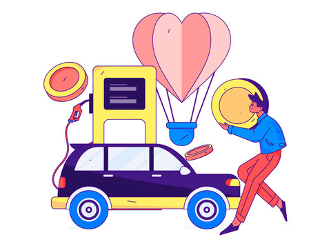 汽車加油矢量插畫