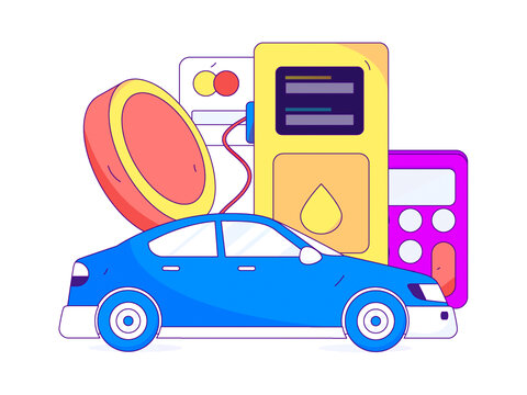 汽車加油矢量插畫