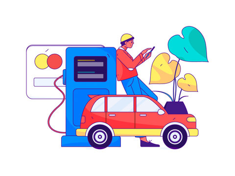 汽車加油矢量插畫