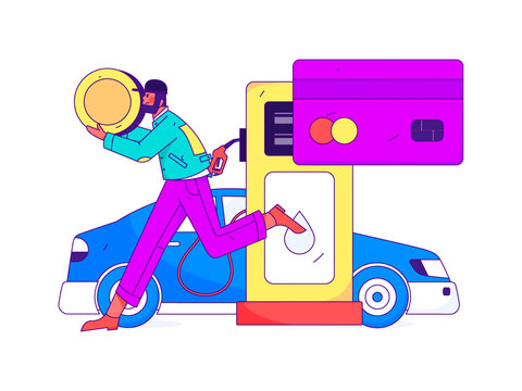 汽車加油矢量插畫