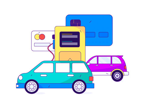汽車加油矢量插畫