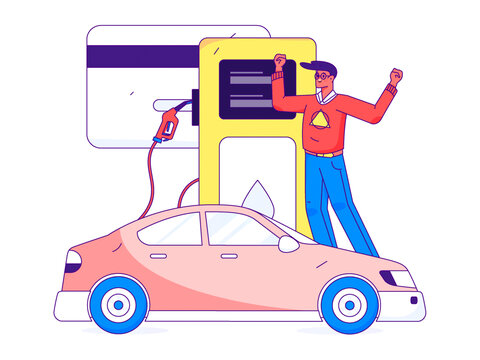 汽車(chē)加油矢量插畫(huà)