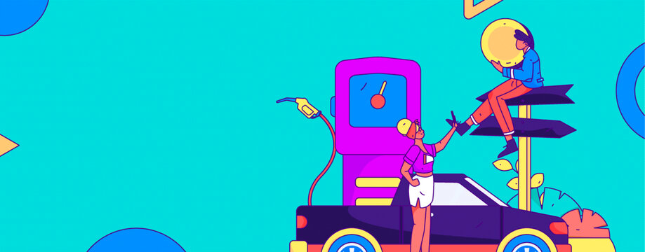 汽車加油矢量插畫