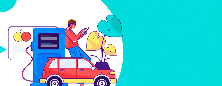 汽車加油矢量插畫
