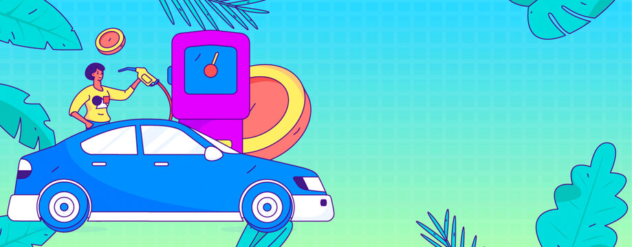 汽車加油矢量插畫