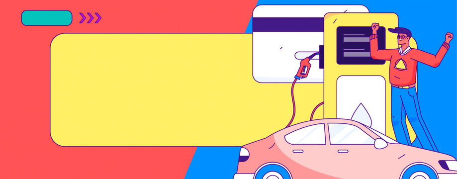 汽車加油矢量插畫