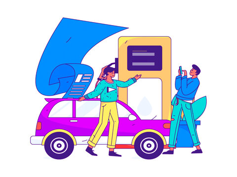 汽車加油矢量插畫