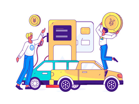 汽車加油矢量插畫