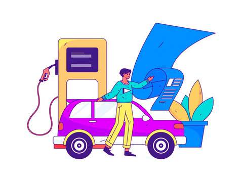 汽車加油矢量插畫