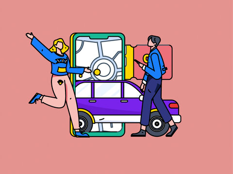 打車出行矢量插畫