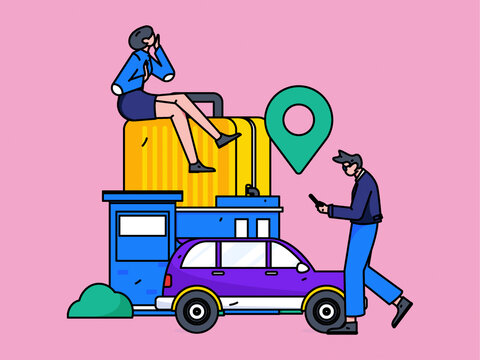 打車出行矢量插畫