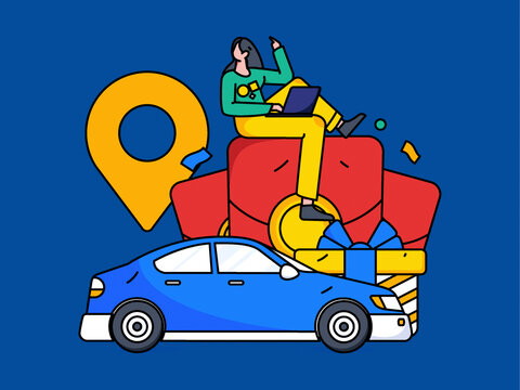 打車出行矢量插畫