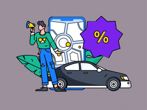 打車出行矢量插畫