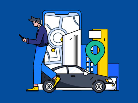 打車出行矢量插畫
