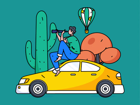 打車出行矢量插畫